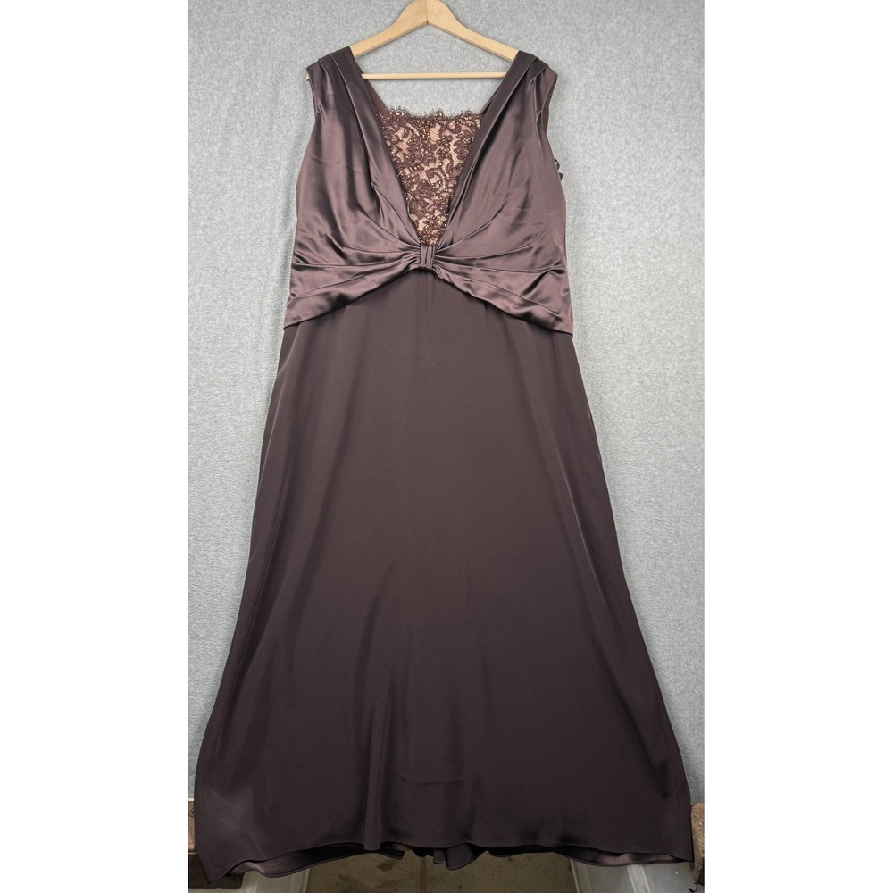 Montage by Mon Cheri Dress Womens 20WP Brown Beaded Lace Satin Mother of Bride